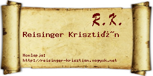 Reisinger Krisztián névjegykártya